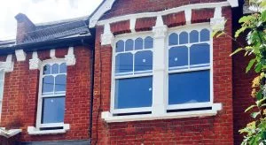 London Sash Windows Specialist. Castellated Timber Sashes Double Glazing.. Shepards Bush London
