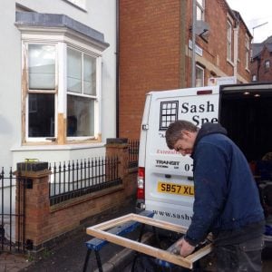 Glazing upgrades in a double hung sash window | sash Window Specialist Midlands UK