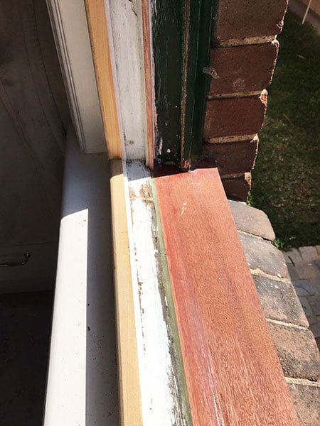 Weather seals fitted to Federation window frame.