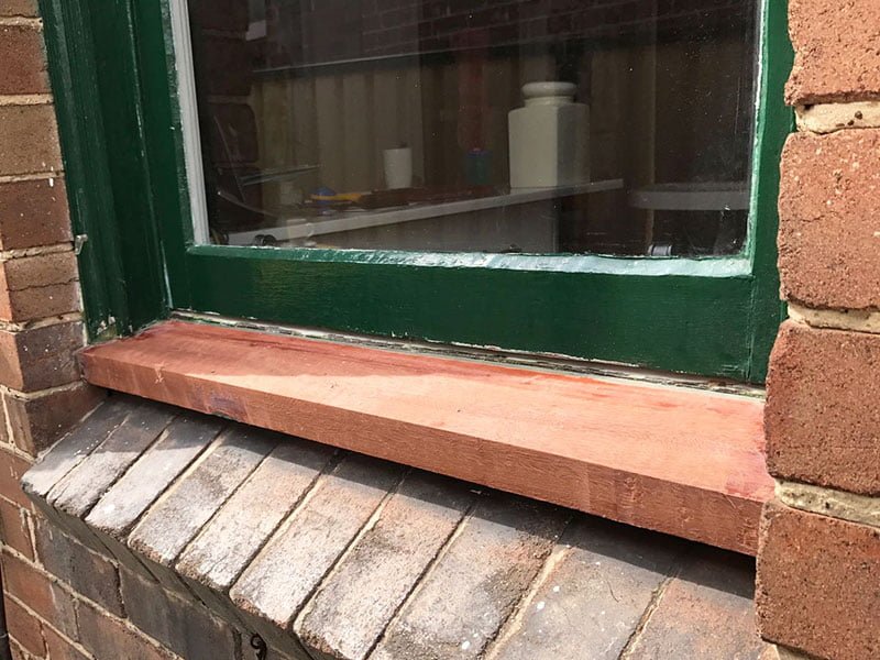 Hardwood window sill fitted to old federation window.